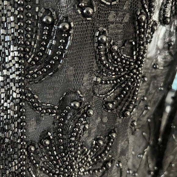 Vintage Scala 80s Beaded Lace Evening Jacket Black Gothic Fairycore M - Picture 4 of 7
